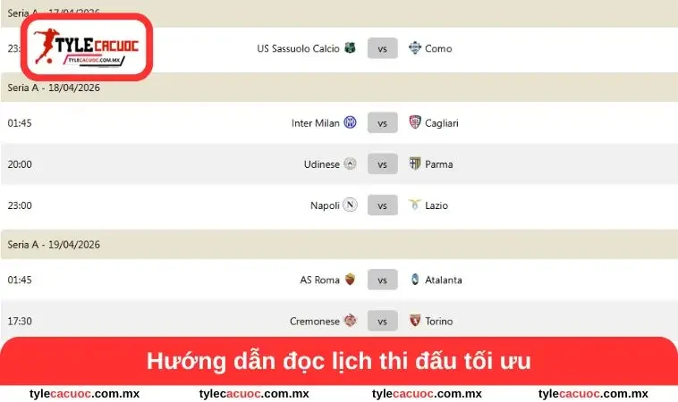 Lịch thi đấu 2 Hướng dẫn đọc lịch thi đấu hiệu quả