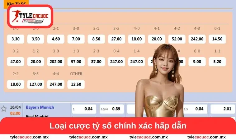 Loại cược tỷ số chính xác hấp dẫn